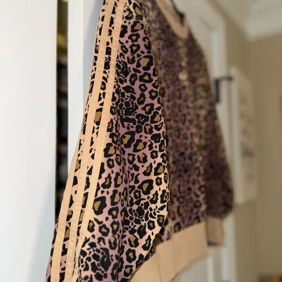 Adidas Women's Leopard Print Sweater - Brown and Purple - Picture 5 of 8